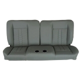 1964-1972 Chevelle Front Bench Seat, Gray Vinyl Narrow Gray Inserts Black Stitch, With Cup Holders Image