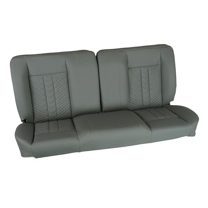1964-1972 Chevelle Front Bench Seat, Gray Vinyl Narrow Gray Inserts Gray Stitch, No Cup Holders