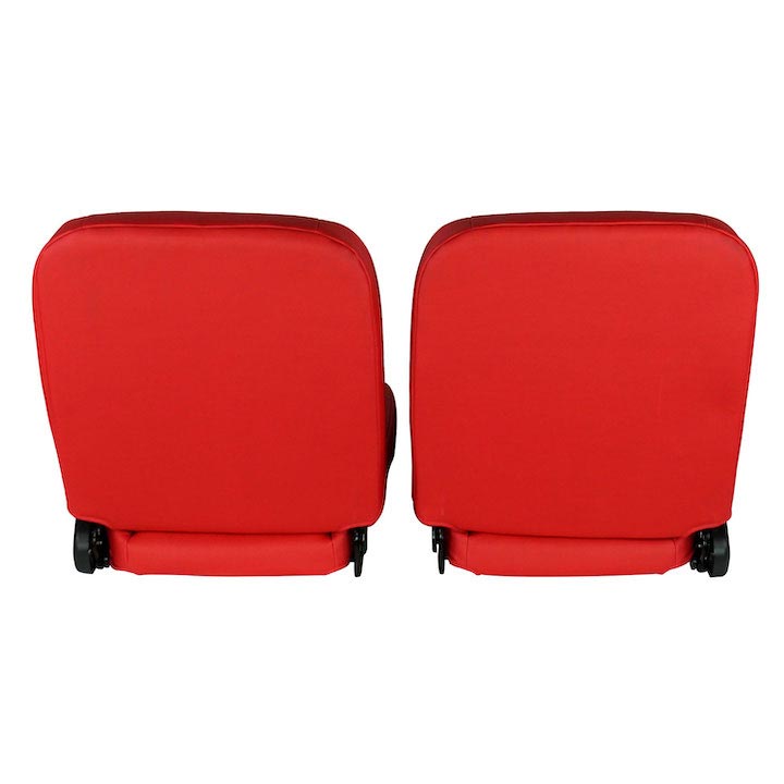 1962-1979 Nova Front Bucket Seat, Red Vinyl Wide Red Inserts Black Stitch
