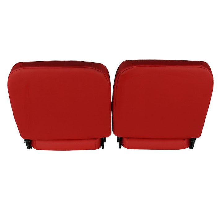 1962-1979 Nova Front Bucket Seat, Red Vinyl Wide Red Inserts White Stitch