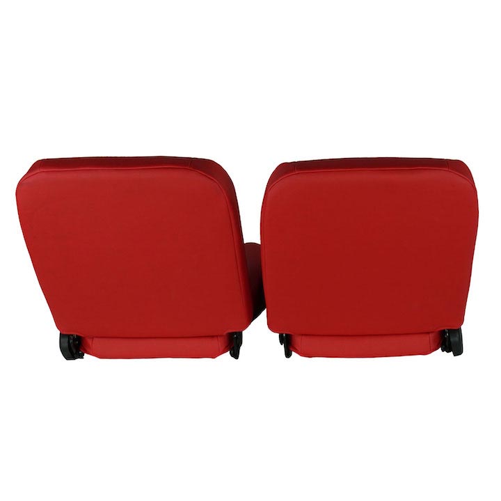 1967-1981 Camaro Front Bucket Seat, Red Vinyl Narrow Black & Red Inserts Red Stitch