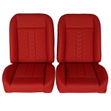 1962-1979 Nova Front Bucket Seat, Red Vinyl Narrow Red Inserts Red Stitch RM-UB22X2 Image