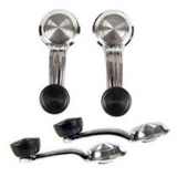 1969 Camaro Front And Rear Window Crank Set Black Knobs With GM Part Numbers 4pc Image
