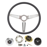 1967-1968 Camaro Black Comfort Grip Sport Steering Wheel Kit, Silver Spokes With Slots Image