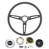 1967-1968 El Camino Black Powdercoated Comfort Grip Sport Steering Wheel Kit with SS Emblem Image