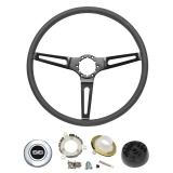 1969-1970 Chevelle Black Powdercoated Comfort Grip Steering Wheel Kit with SS Emblem, Tilt Steering