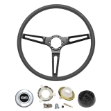 1969-1970 Chevelle Black Powdercoated Comfort Grip Steering Wheel Kit with SS Emblem, Tilt Steering Image