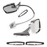 1970-1972 Chevelle Rectangular Chrome Side View Mirror Kit With Remote Drivers Side Image