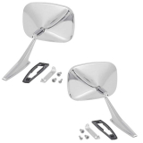 1970-1972 Monte Carlo Outer Door Mirror Kit; Chrome; Ribbed; w/Hardware; LH & RH Side Image