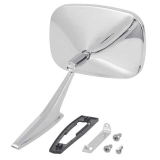 1970-1972 Monte Carlo Outer Door Mirror; Chrome; Ribbed; w/Hardware; LH Drivers Side Image