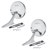 1966-1968 Chevelle Bowtie Chrome Side View Mirror Kit Premium Quality Image