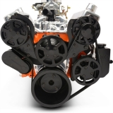 EMS S-Drive Plus Serpentine Pulley System, Billet PS Reservoir, Small Block, Matte Black Fusioncoat Image