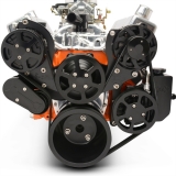 EMS Small Block Raven S-Drive Plus 8Rib Serpentine System, Billet PS Res, Matte Black Finish Image