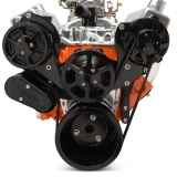 EMS Small Block Raven S-Drive Plus 8Rib Serpentine System, No Power Steering, Gloss Black Anodized Image