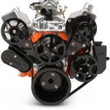 EMS Small Block Raven S-Drive Plus 8Rib Serpentine System, No AC, Billet PS Res, Gloss Black Finish Image