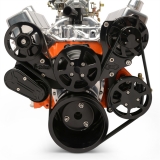 EMS Small Block Raven S-Drive Plus 8Rib Serpentine System, No AC, Remote Res, Gloss Black Finish Image