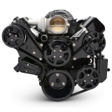 EMS LS Series Raven Elite S-Drive Plus 8Rib Serpentine System, Billet PS Res, Gloss Black Finish Image