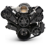 EMS LS Series Raven Elite S-Drive Plus 8Rib Serpentine System, Billet PS Res, Matte Black Finish Image