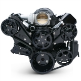 EMS LS with VVT Raven S-Drive 6Rib Serpentine System, Plastic PS Res, Gloss Black Anodized Image