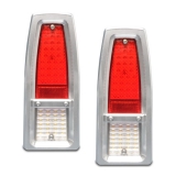 Eddie Motorsports 1966-1967 Nova Billet Tail Light Bezel Kit w/ LED Lights, Clear Anodized Image