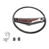 1969 1970 Nova Standard Steering Wheel Kit Black With Wood Inlay Image