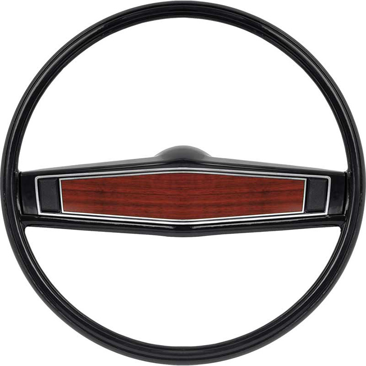 1969-1970 El Camino Standard Steering Wheel Kit Black With Wood Inlay