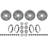 1962-1979 Nova Rally Wheel Kit 15 X 7 Kit With Chevrolet Motor Division Flat Caps Bowtie Rings Image