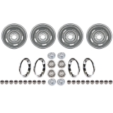 1964-1972 Chevelle Rally Wheel Kit 15 X 7 Kit With Disc Brakes Flat Caps Bowtie Rings Image