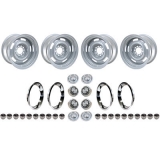 1964-1972 El Camino Rally Wheel Kit 15 X 8 Kit With Disc Brakes Flat Caps Bowtie Rings Image