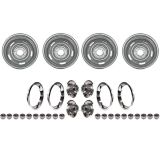 1964-1972 Chevelle Rally Wheel Kit 15 X 7 Kit With Chevrolet Motor Division Turbine Style Caps Bowtie Rings Image