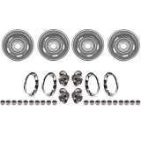 1970-1972 Monte Carlo Rally Wheel Kit 15 X 7 Kit With Chevrolet Motor Division Turbine Style Caps Bowtie Rings Image