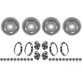 1967-1981 Camaro Rally Wheel Kit 15 X 7 Kit With Chevrolet Motor Division Turbine Style Caps Bowtie Rings Image