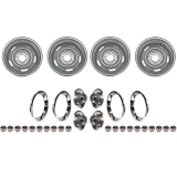 1964-1972 Chevelle Rally Wheel Kit 15 X 8 Kit With Chevrolet Motor Division Turbine Style Caps Bowtie Rings Image
