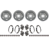 1967-1981 Camaro Rally Wheel Kit 15 X 8 Kit With Chevrolet Motor Division Turbine Style Caps Bowtie Rings Image