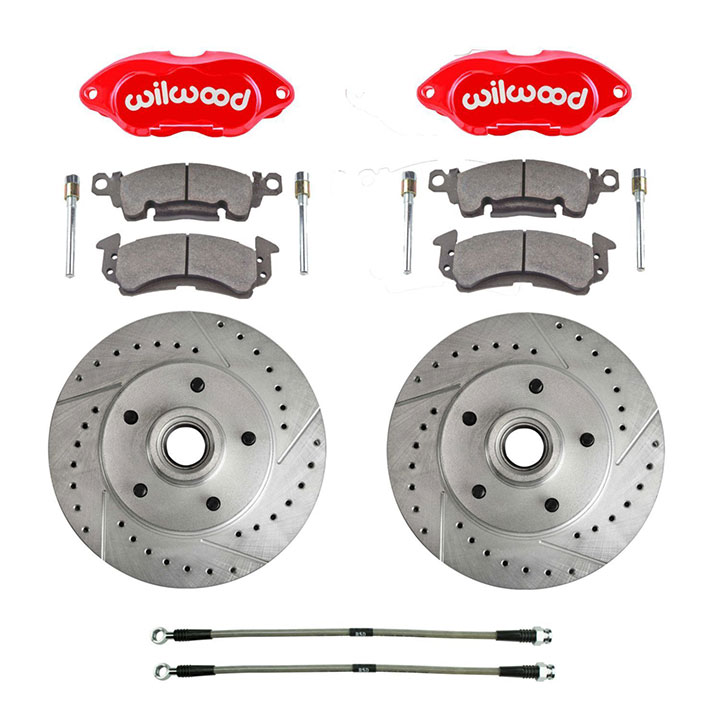 1969-1974 Chevrolet Factory Front Disc Brake Upgrade Kit, Red Wilwood Calipers