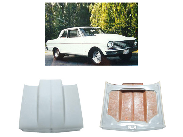 1962 1965 Chevy 2 Nova Fiberglass 4 Inch Cowl Hood Bolt On