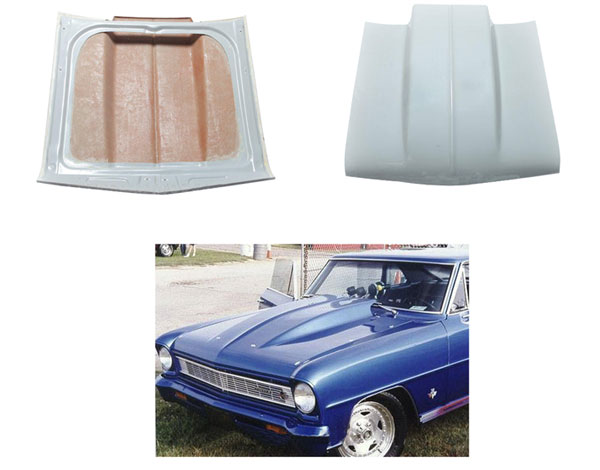 1966 1967 Chevy 2 Chevrolet Fiberglass 4 Inch Cowl Hood