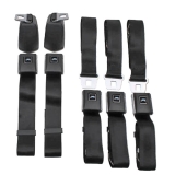 1964-1967 Chevelle GM Restoration Fisher Coach Seat Belt Set, Front and Rear, Black Image