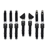 1964-1967 Chevelle GM Restoration Fisher Coach Seat Belt Set with Shoulder Harnesses, Black Image