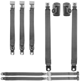 1970-1972 Monte Carlo Deluxe Small Buckle GM Seat Belt Set with Shoulder Harnesses, Red Image