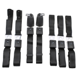 1964-1967 Chevrolet OE Style Fisher Coach Seat Belt Set with Shoulder Harnesses, Black Image