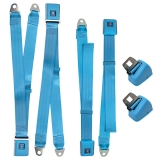 1966-1972 Chevelle OE Style Front Retractable Lap Seat Belt Full Set, 3 Panel Webbing, Powder Blue Image