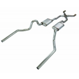 1964-1972 Chevelle High Tuck Exhaust System 2.5 Inch X-Pipe, 18 Turbo Pro Mufflers - 409 Stainless