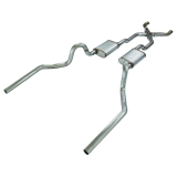 1964-1972 Chevelle Pypes High Tuck Exhaust System 2.5 Inch X-Pipe Race Pro Mufflers Stainless: SGA20R Image