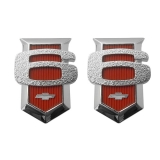 1962-1964 Nova Front Fender 6 Cylinder Shield Emblems Red: 3018 Image