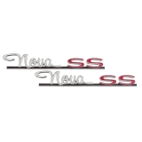 1964 Nova Quarter Panel Emblems, Super Sport Red SS Image