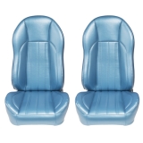 1966 El Camino Pro Series OEM Style High-Back Seats, Bright Blue Madrid Grain Vinyl Image