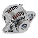 1967-2021 Camaro Denso Style 90 Amp Mini Alternator, V-Belt Pulley, Chrome Finish Image