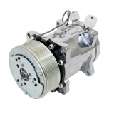 1978-1883 Malibu Sanden 508 Style Silver Clutch AC Compressor, Serpentine Pulley, Chrome Image