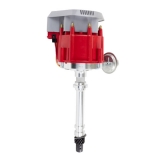 1962-1979 Nova V8 Aluminum HEI Distributor With Super Cap and 65K Volt Coil, Gray and Red Cap Image